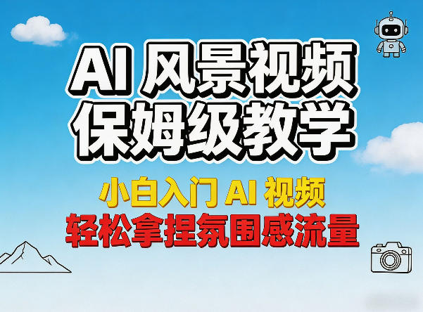 AI风景视频保姆级教学，小白入门AI视频，轻松拿捏氛围感流量