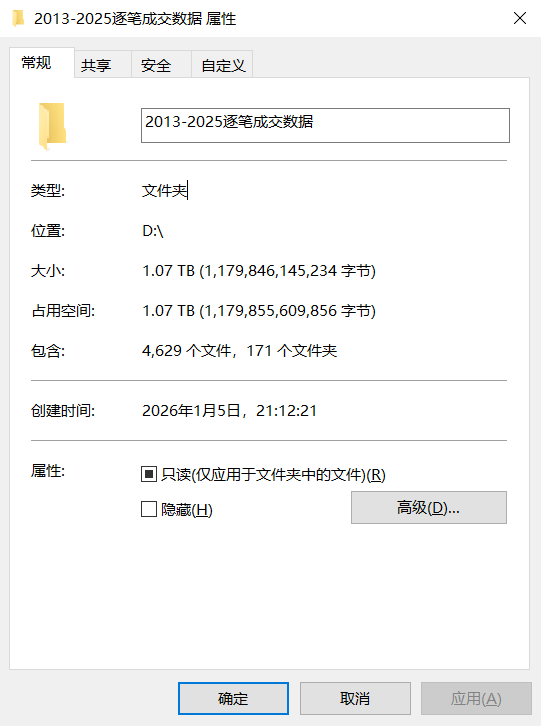逐笔成交历史数据